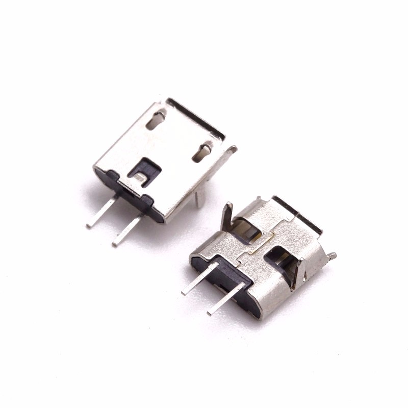 MICRO USB 2P母座 90度前插后貼 SMT 針貼片 卷邊