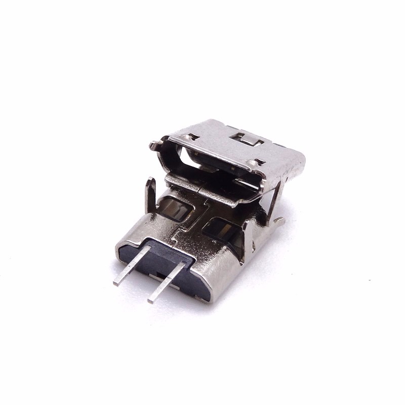 MICRO USB 2P母座 臥式90度插板 針SMT貼片 卷邊