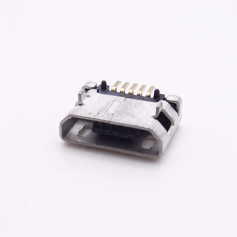 MICRO USB 5P母座 5.95.65插腳 有柱加焊腳 針加長0.75 直邊