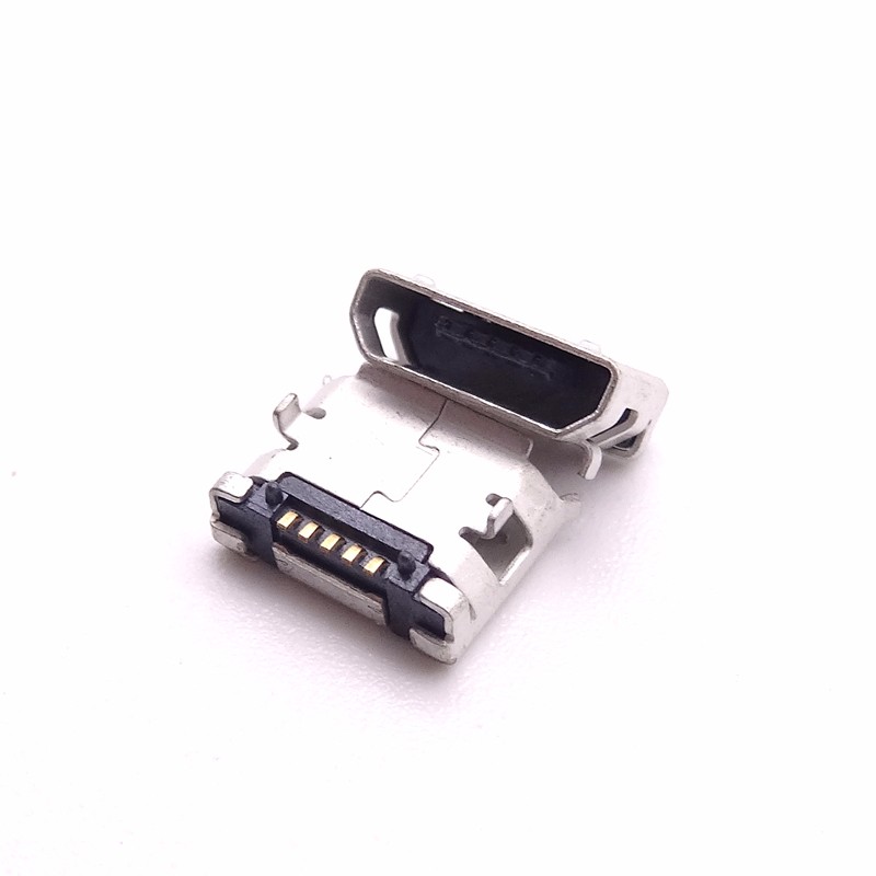 MICRO USB 5P母座 6.4插腳 有柱無柱—直邊卷邊