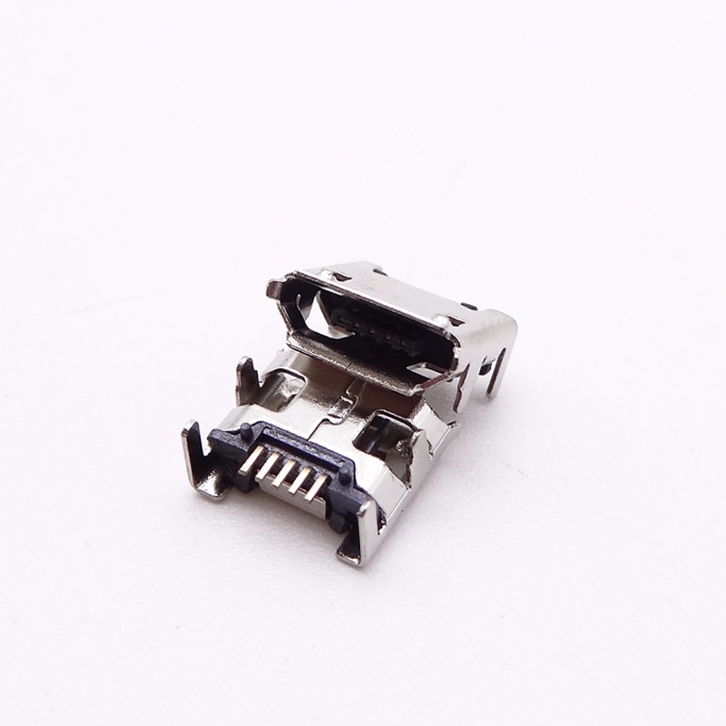 MICRO USB 5P母座 7.2四腳插板 腳長1.5 有柱卷邊