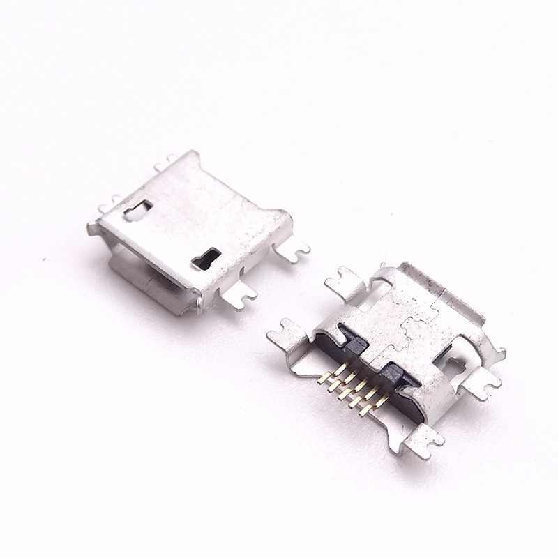 MICRO USB 5P母座 沉板1.171.27 四腳全貼 卷邊