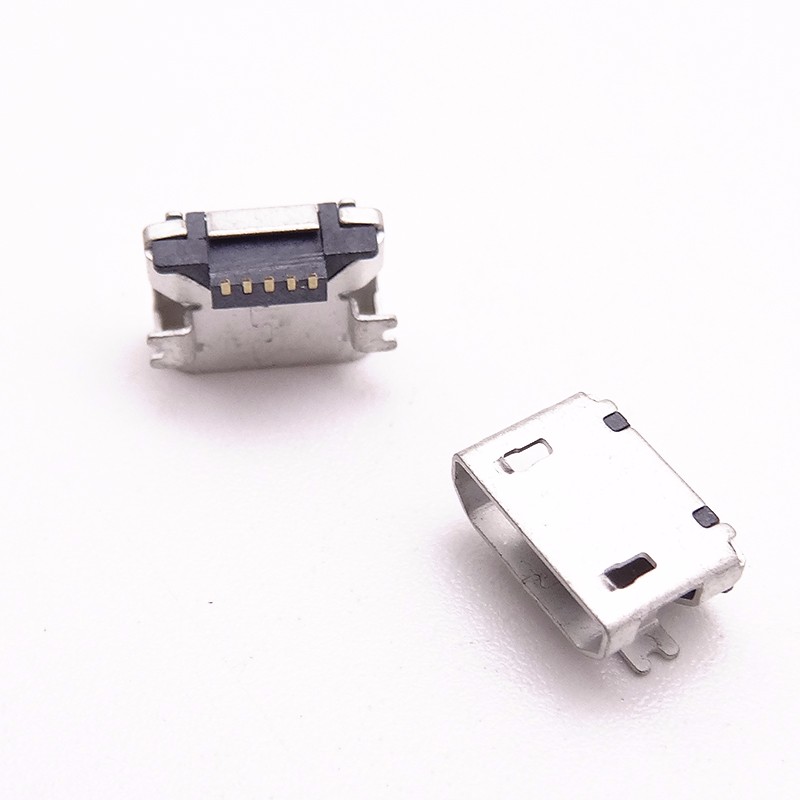 MICRO USB 5P母座 墊高0.9兩腳SMT 直邊無柱
