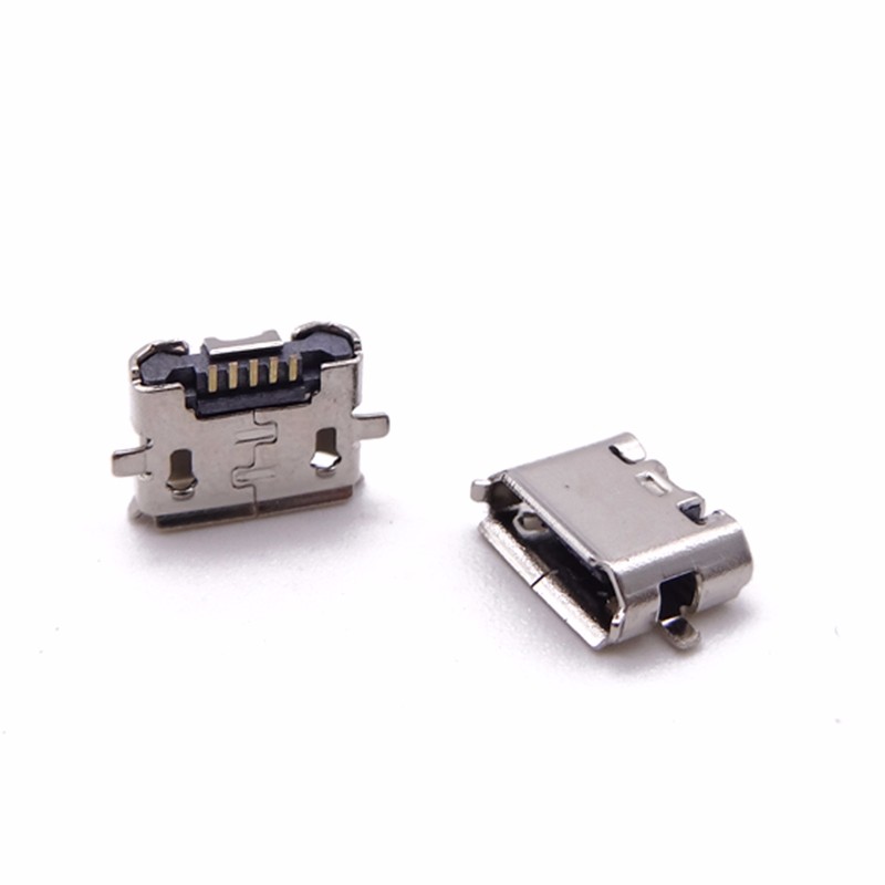 MICRO USB 5P母座 反向兩腳全貼 無柱卷邊B型