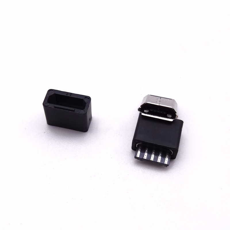 MICRO USB 5P母座 焊線式前五后五 卷邊帶護(hù)套