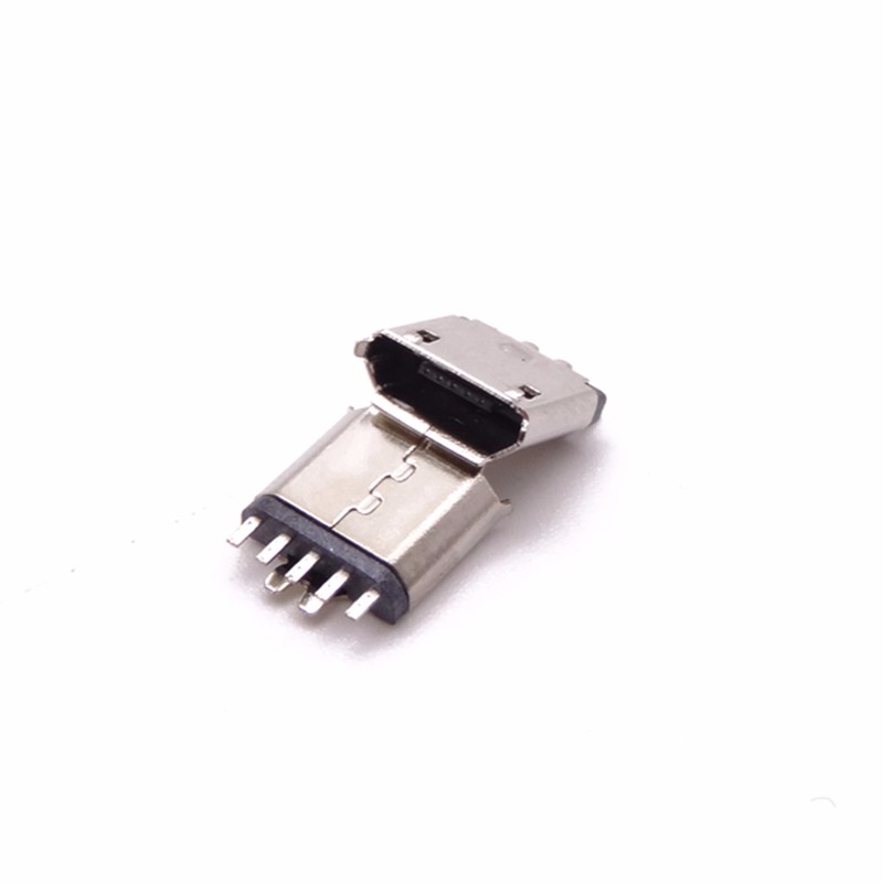 MICRO USB 5P母座 夾板0.8 焊線式 卷邊