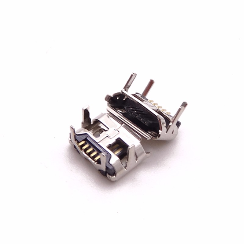 MICRO USB 5P母座 牛角外 2.0(7.2-4.85)加長0.3無柱 卷邊