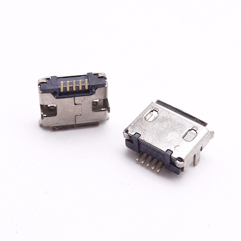 MICRO USB 5P母座AB型口 7.27.15插腳 有柱針加長0.75 卷邊