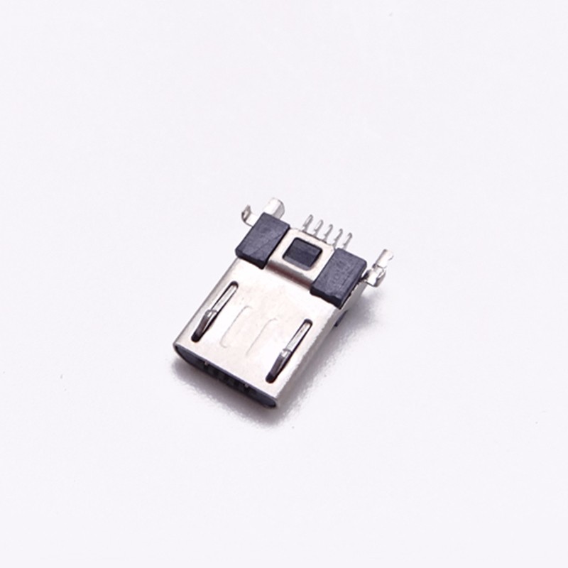 MICRO USB 5P公頭 90度前插后貼 針SMT 帶卡勾