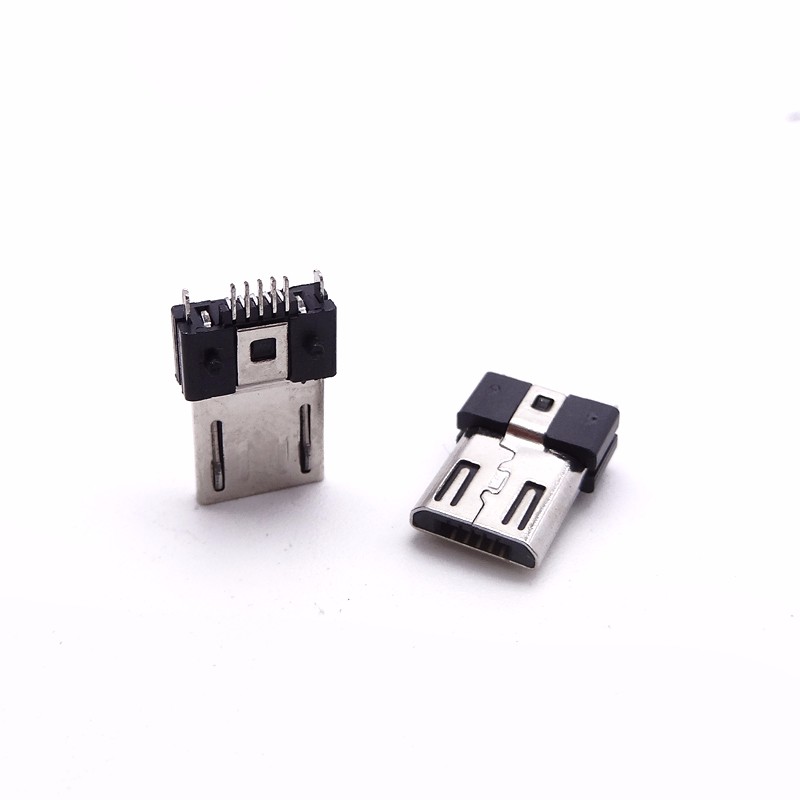 MICRO USB 5P公頭 180度插腳針SMT 貼片 帶柱 B型