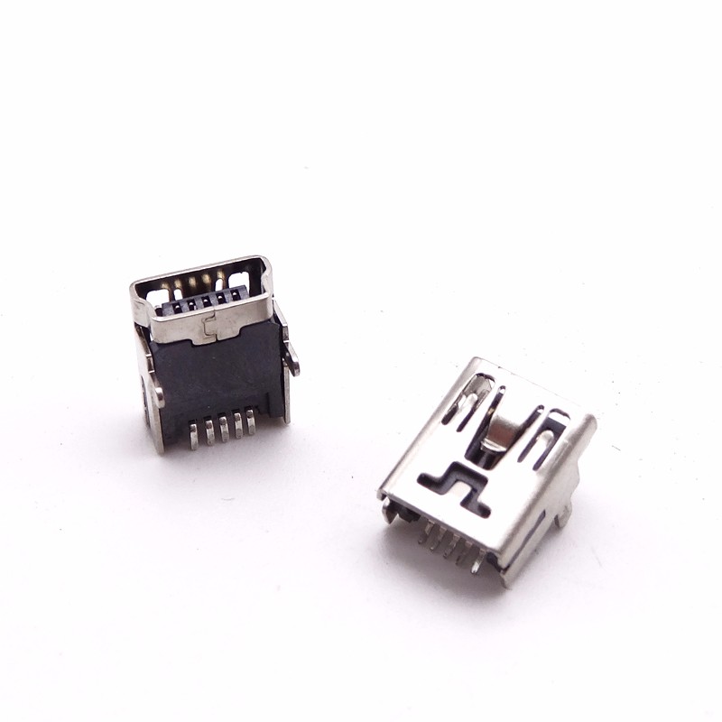MINI USB 5P母座 90度前兩腳插板 前插后貼