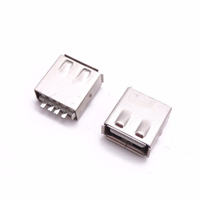 USB 2.0母座 4P焊線式A母 帶護(hù)套 卷邊 白膠