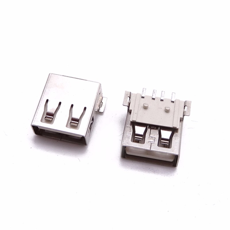 USB 2.0母座 13.7兩腳全貼有柱1.01.2 SMT直邊