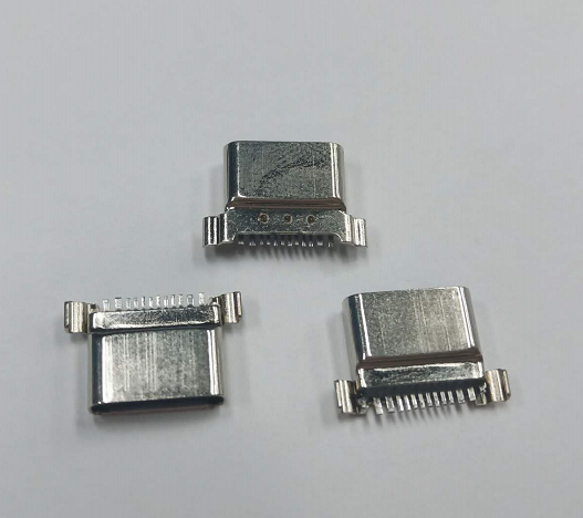 TYPE C 12P防水母座 沉板后兩腳插板 單排貼片 雙殼拉伸款