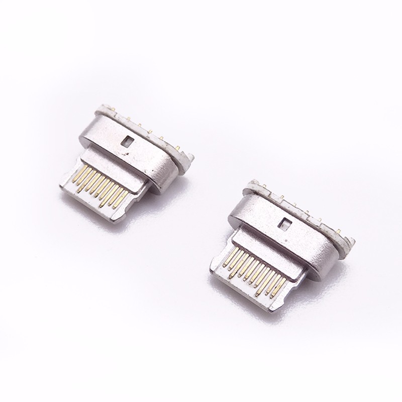 TYPE C 14P母座 蘋(píng)果立插充電器母座 有柱白膠