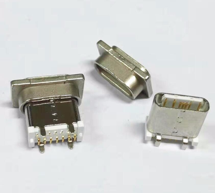 TYPE C 14P母座 直立式SMT 8.0H 180度立貼 可帶外套