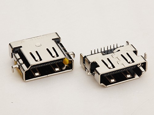 HDMI A型19P反向母座 反向沉板90度四腳插板 針雙排插