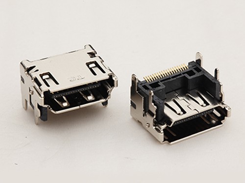 HDMI A型19P母座 90度板上墊高四腳插板 單排針貼片