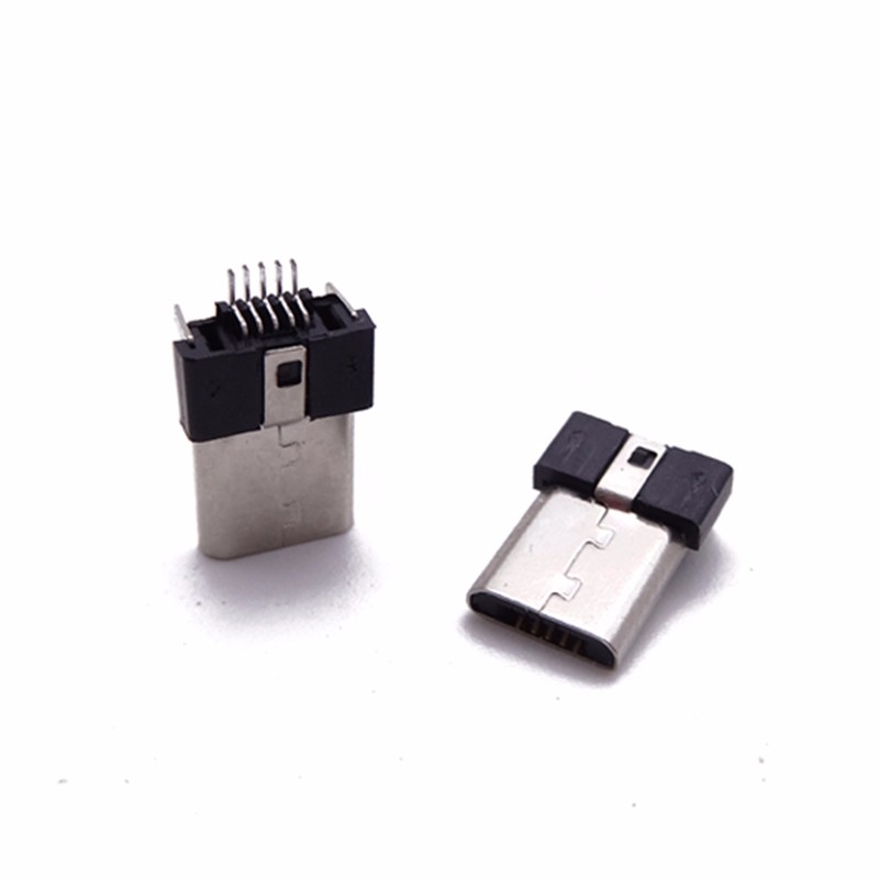 MICRO USB 5P公頭 90度兩腳插板 貼片公頭 有柱 帶彈