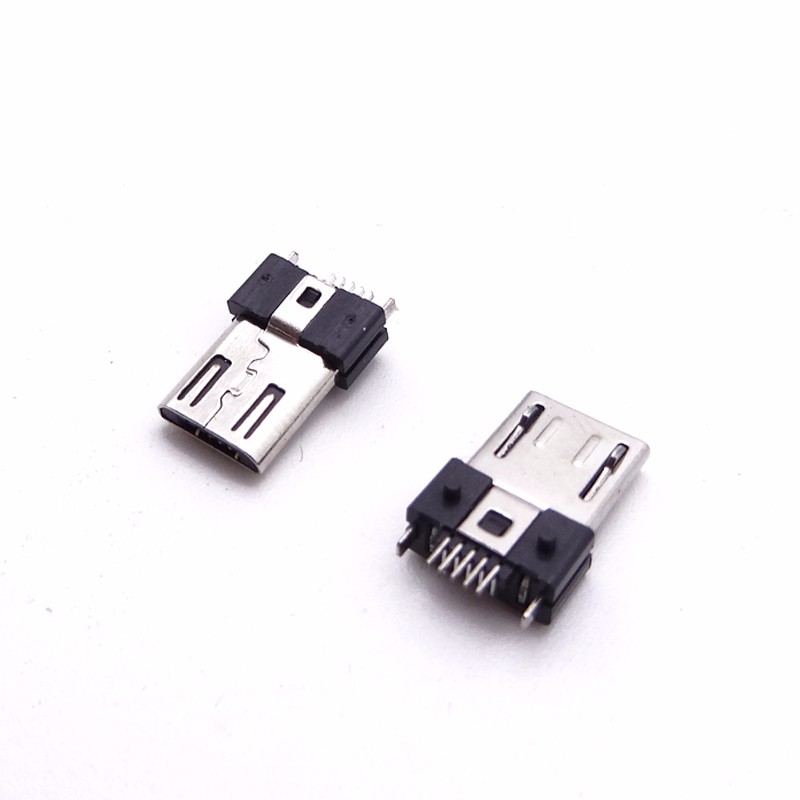 MICRO USB 5P公頭 180度插腳針SMT 貼片 帶柱 B型