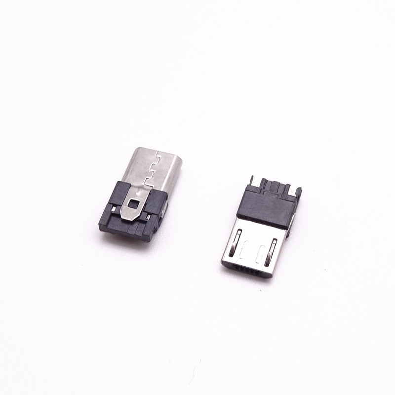 MICRO USB 公頭 超薄焊線式前五后二B型 2P單充電