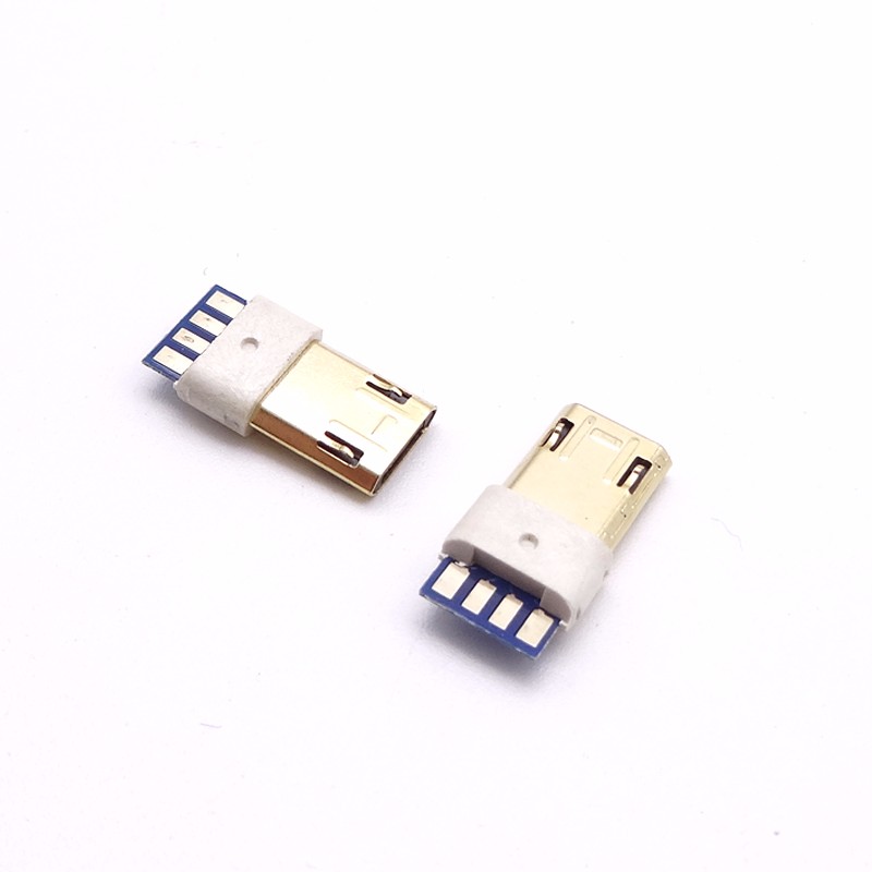 MICRO USB 雙面插公頭 插板式焊線式公頭 4P雙面板 鍍金外殼