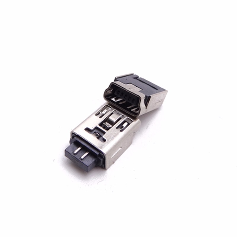 MINI USB 5P母座 B型前五后五焊線式母頭 無護套