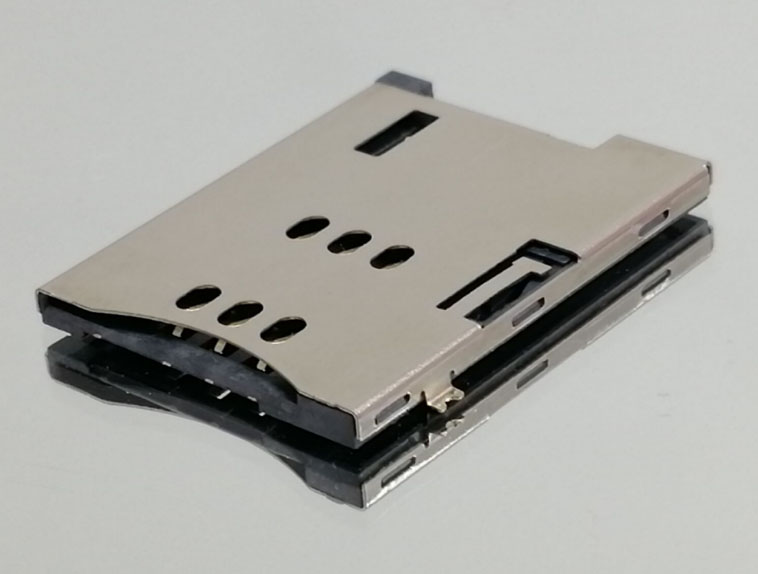 PUSH SIM卡座 CARD 6+2 PIN H=1.80 PH=2. 54 無(wú)柱 26.50+19. 35+1. 8