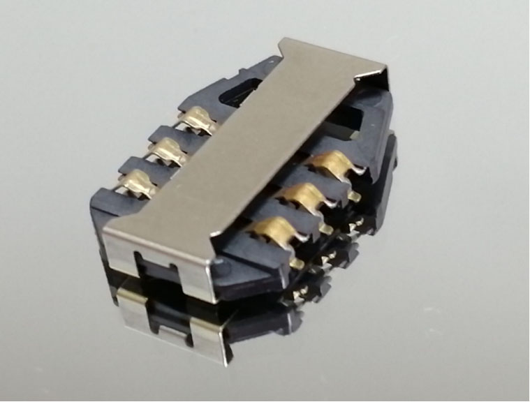 Bʽ SIM CARD 6PIN H=2.90 PH=2. 54 Йn 15.70+16. 40+2.90
