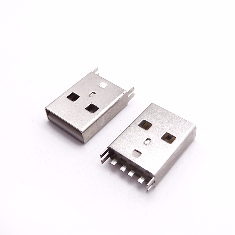 USB 2.0公頭 180度立插公頭 夾板式 帶夾板腳 可插板可夾板