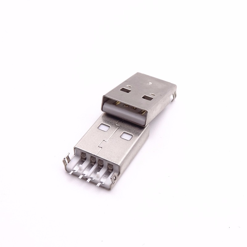 USB 2.0公頭 180度貼片針 沉板90度彎腳插板 白膠 裸焊腳