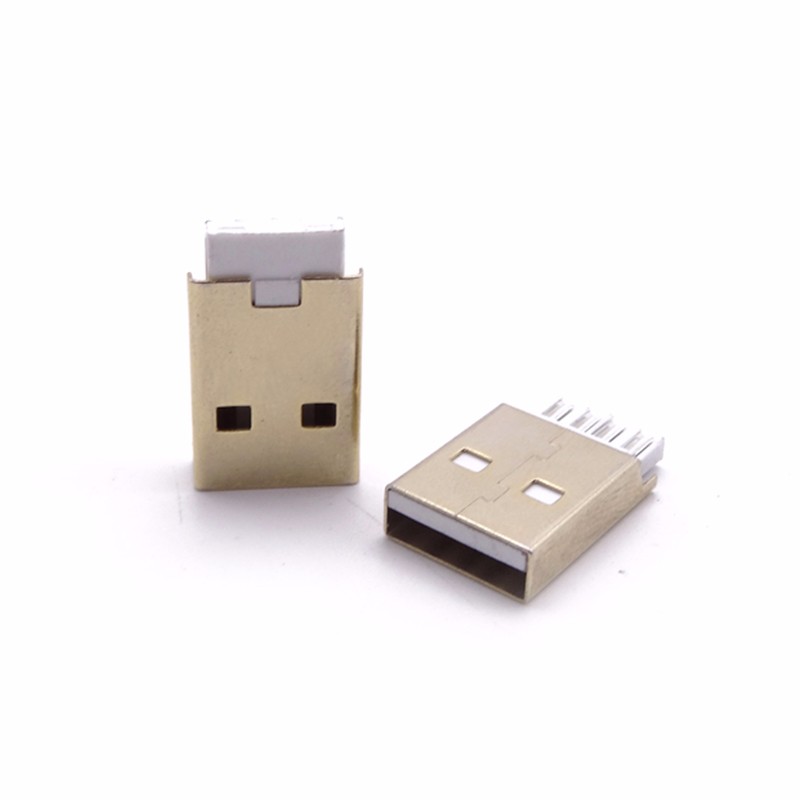 USB 2.0公頭 A公焊線式 窄邊膠芯 4P焊線 外殼鍍金