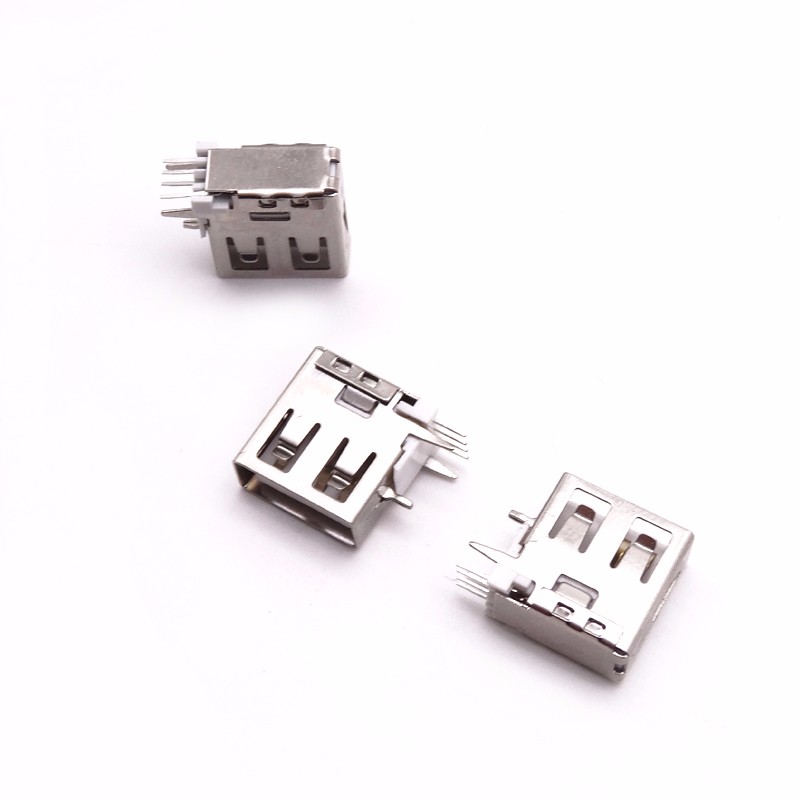 USB 2.0母座 13.7長側(cè)插 O型腳 直邊 直腳 白膠