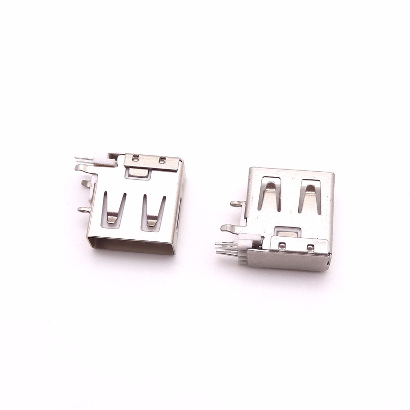USB 2.0母座 13.7長側(cè)插母座 彎腳O型插腳 直邊帶后蓋