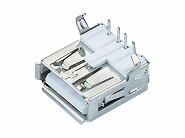 USB 2.0母座 13.714.0長 90度彎腳插板 卷邊白膠