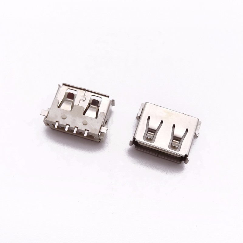 USB 2.0母座 短體10.0后兩腳全貼母頭 有柱卷邊