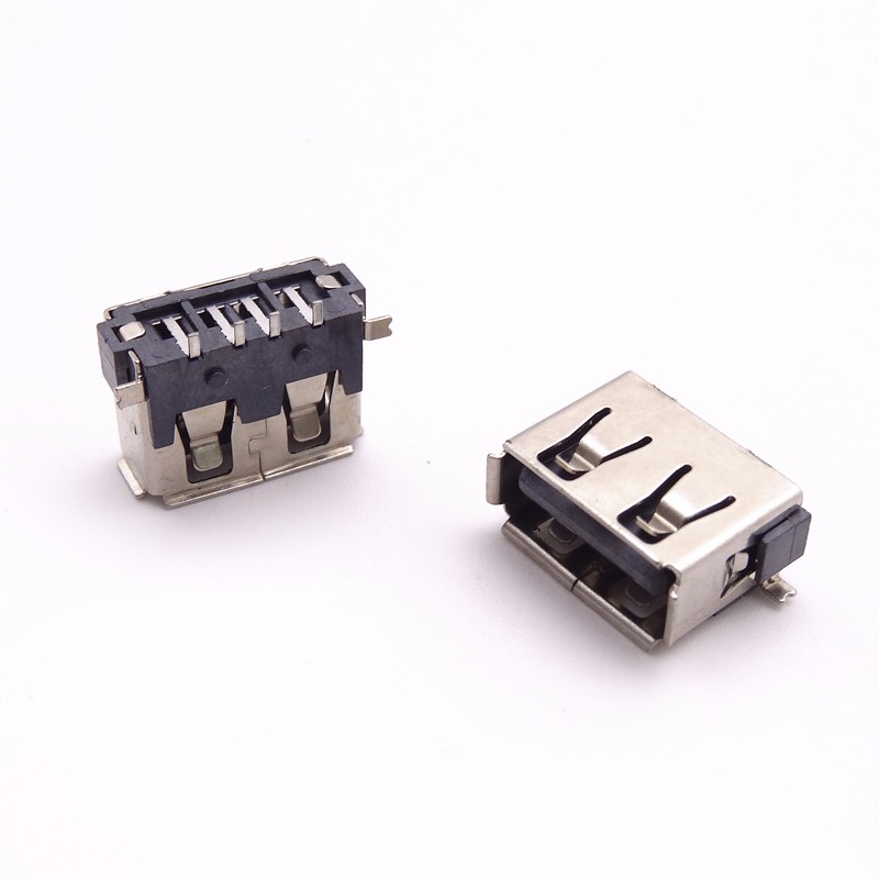 USB 2.0母座 短體10.0后兩腳全貼母座 6.3H黑膠 卷邊