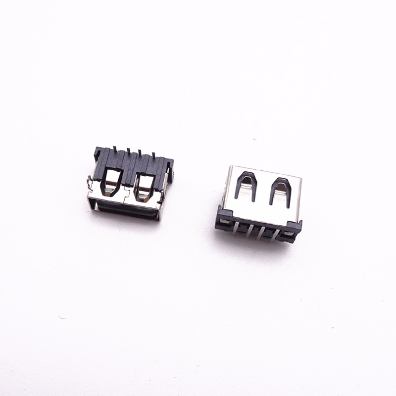 USB 2.0母座 短體10.0前兩腳插板 6.8H高 直邊灰膠