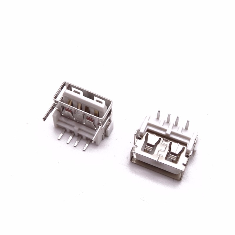 USB 2.0母座 短體10.0前兩腳插板 墊高7.8H 直邊白膠