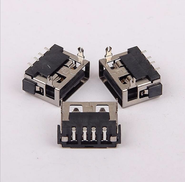 USB 2.0母座 短體10.0前兩腳針SMT 6.3高 直邊LCP灰膠