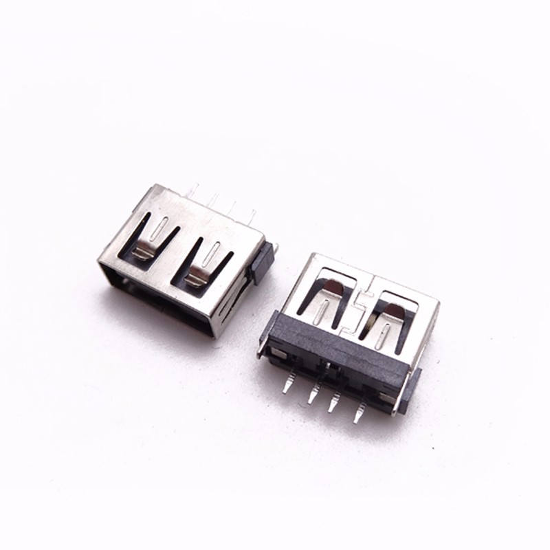 USB 2.0母座 短體10.0直插母座 一字型膠芯 直邊黑膠