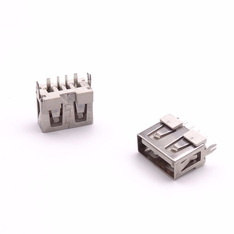 USB 2.0母座 短體10.0直插母座 魚叉腳180度立插 直邊LCP膠
