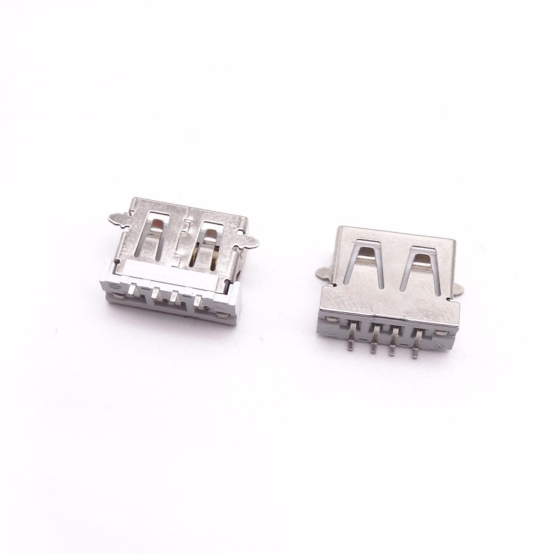 USB 2.0母座 短體10.6 前兩腳全貼4P母座 直邊 白膠