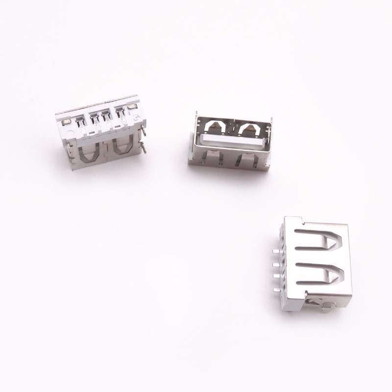 USB 2.0母座 短體10.6 四腳插板 針SMT貼片 直邊 6.3高白膠
